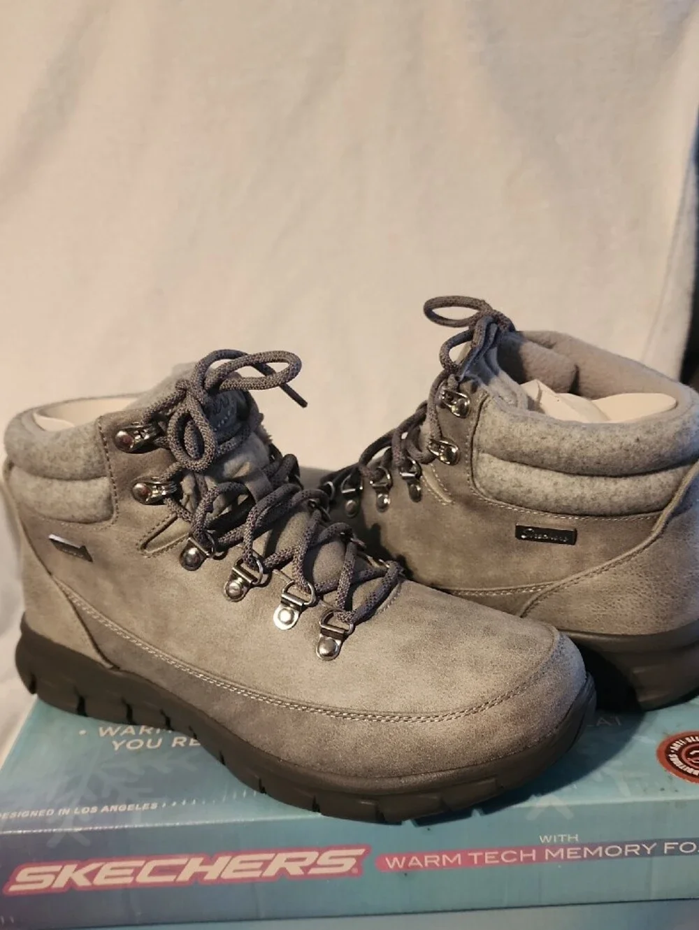 Skechers Gray Suede Lace-Up Outdoor Boots